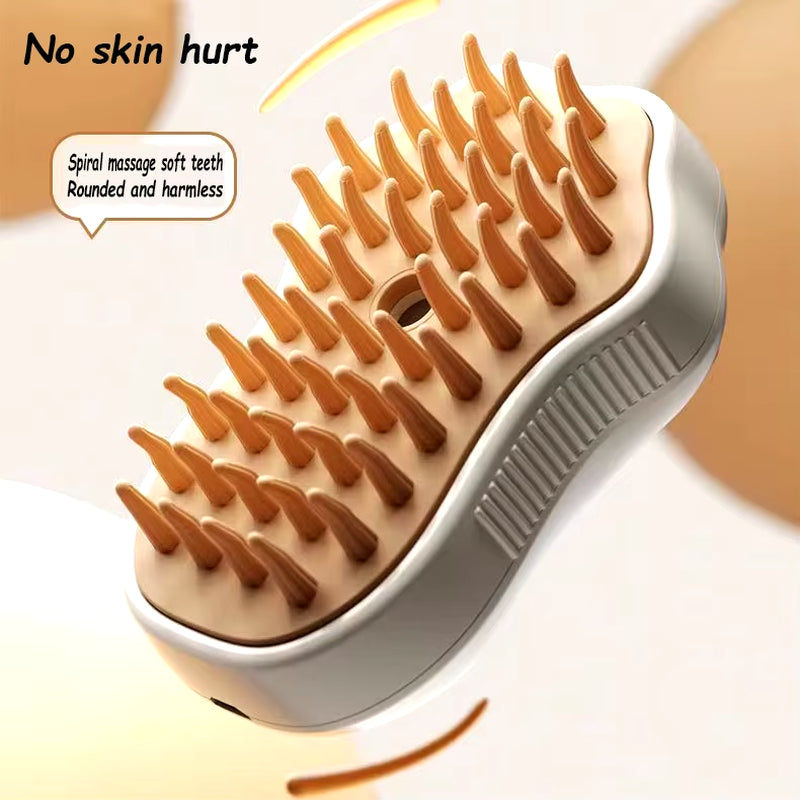 3-in-1 Electric Cat & Dog Steam Brush – Spray Hair Removal, Massage Grooming Comb