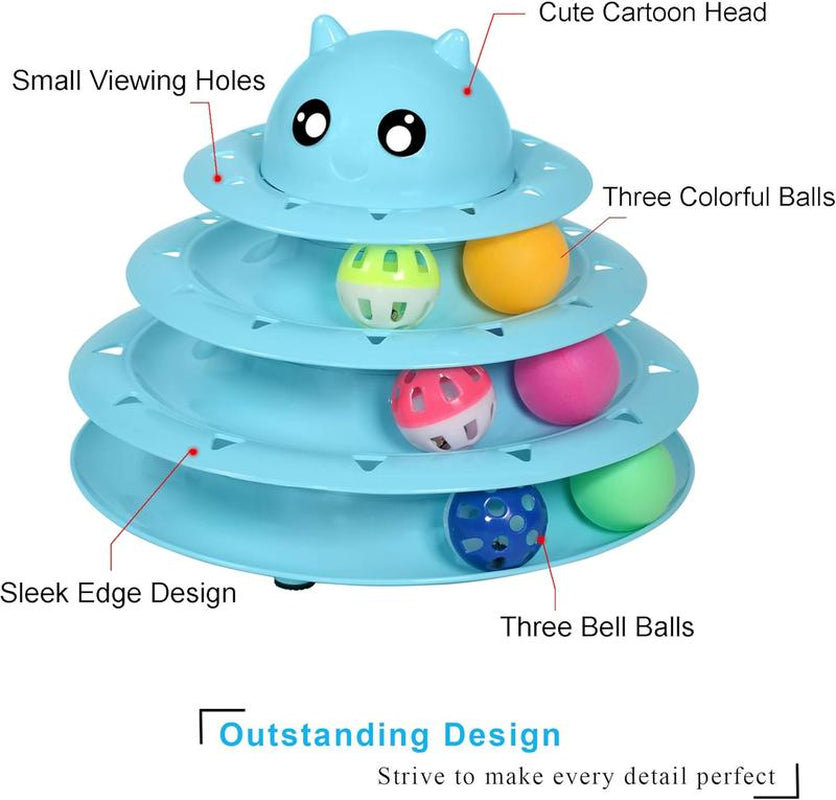 3 - Level Turntable Cat Toy Ball Set: Comes with Six Vibrant Balls. This Interactive Cat Toy Is Great for Stimulating Kittens' Intelligence and Keeping Them Physically Active.