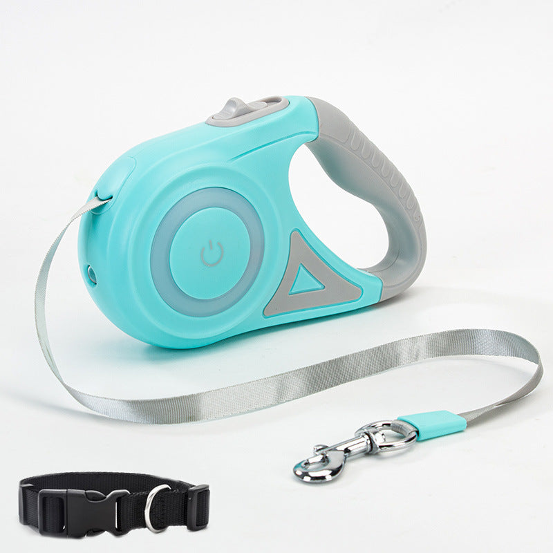 Retractable Dog Leash with Collar & LED Spotlight β Auto Lock Traction Rope for Small & Medium Pets