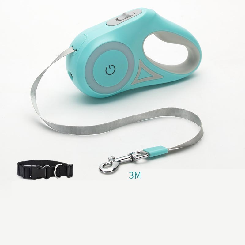 Retractable Dog Leash with Collar & LED Spotlight β Auto Lock Traction Rope for Small & Medium Pets
