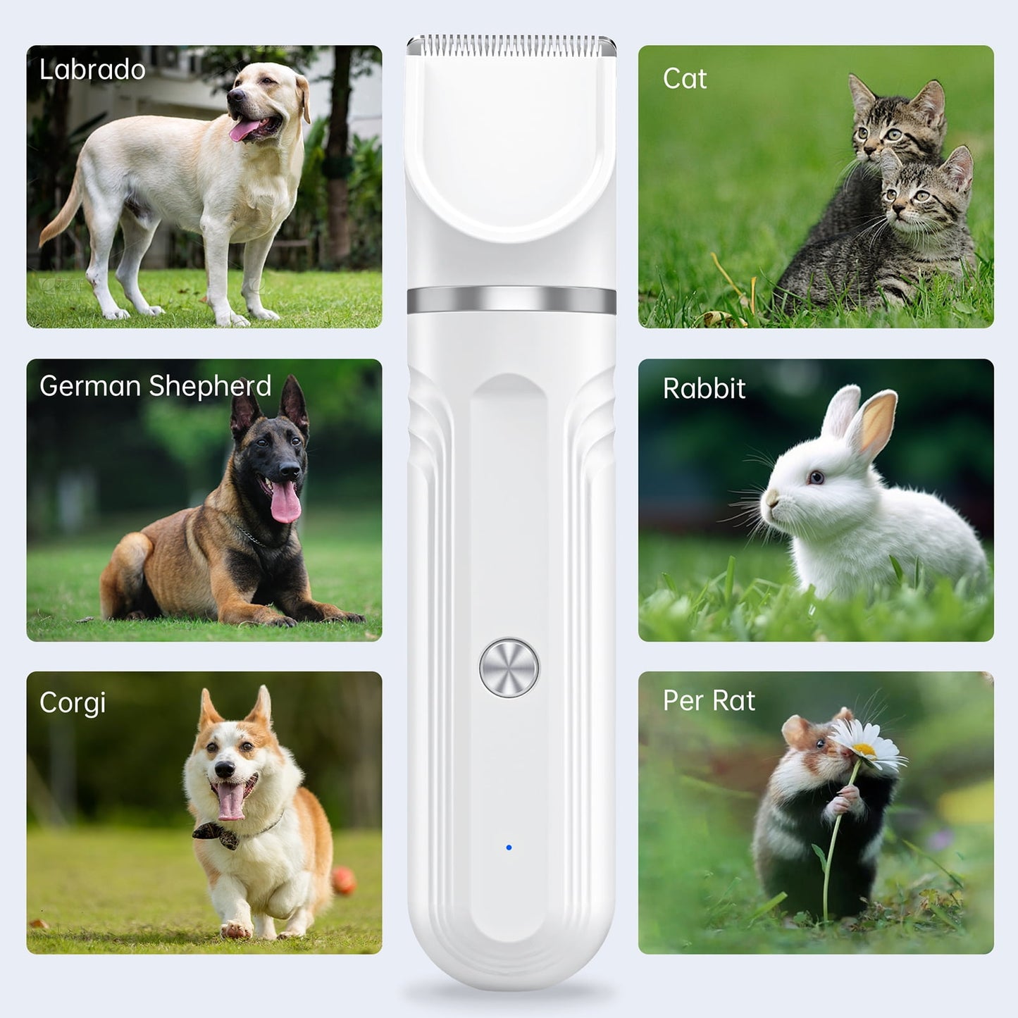 4-in-1 Dog Grooming Kit – Quiet Cordless Clippers, Paw Trimmer, Nail Grinder & Shaver