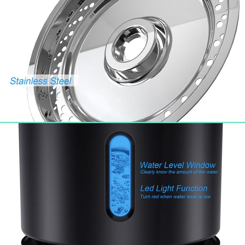 Cat Water Fountain 81Oz/2.4L Stainless Steel Pet Drinking with Intelligent Pump and LED for Cats