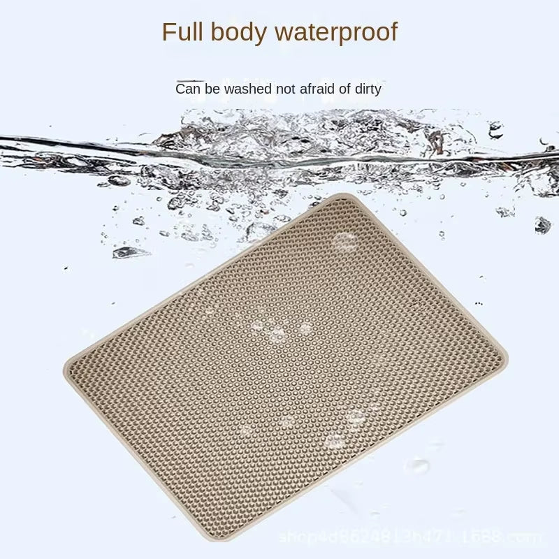 Large Cat Litter Mat - Double Layer Waterproof, Non-Slip, Washable Design for Pet Supplies