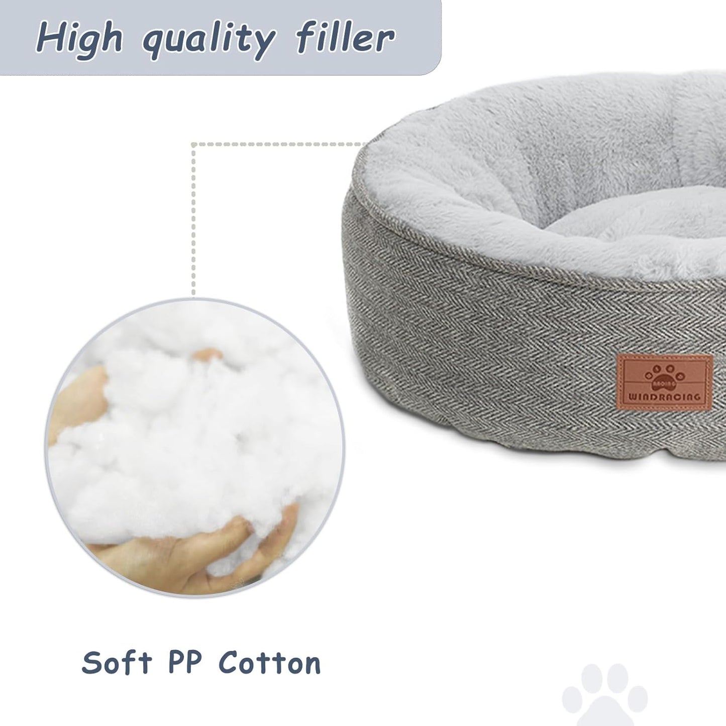 Cozy Cat & Dog Bed for Small Breeds - Washable Round Pet Sleeping Bed with Non-Slip Bottom