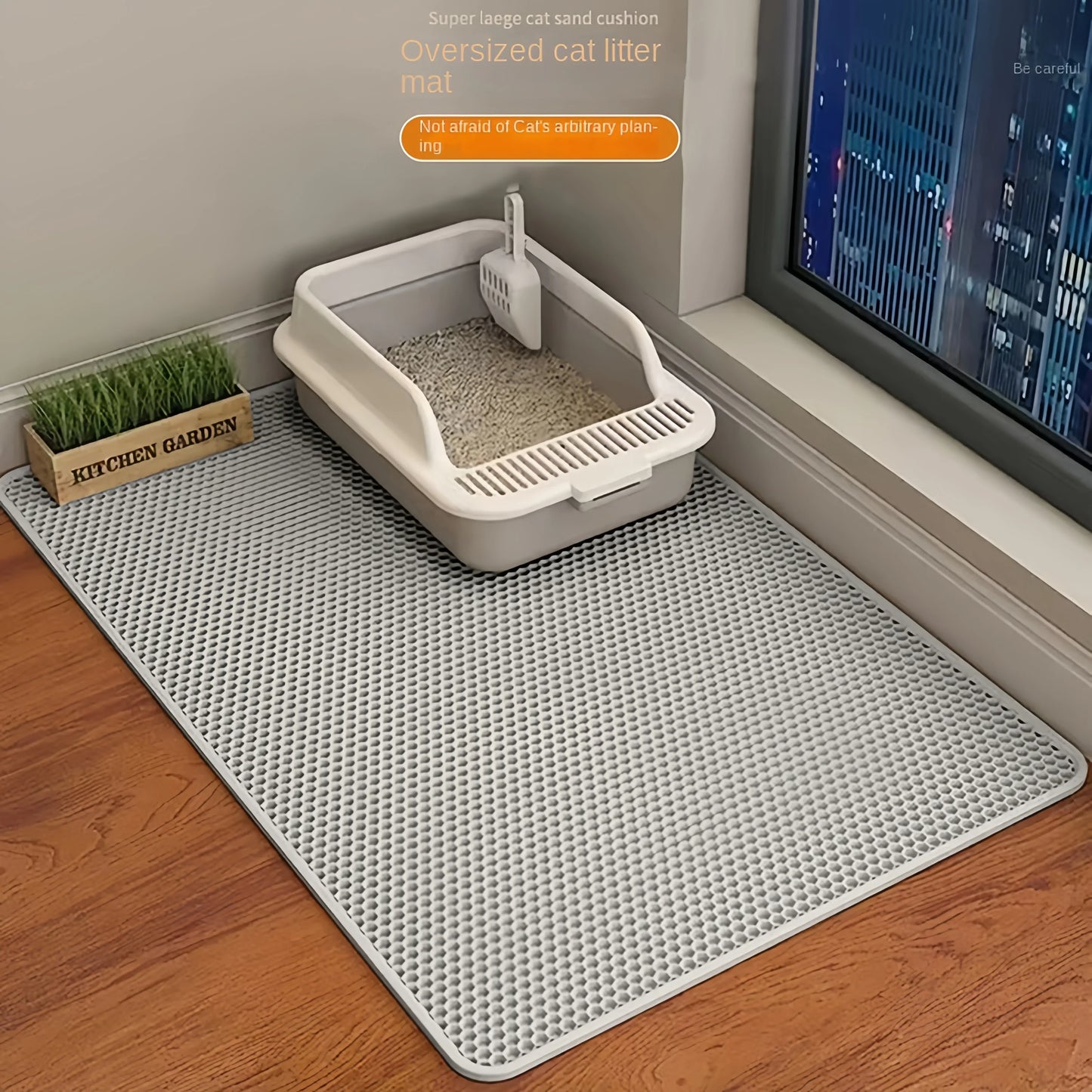Large Cat Litter Mat - Double Layer Waterproof, Non-Slip, Washable Design for Pet Supplies