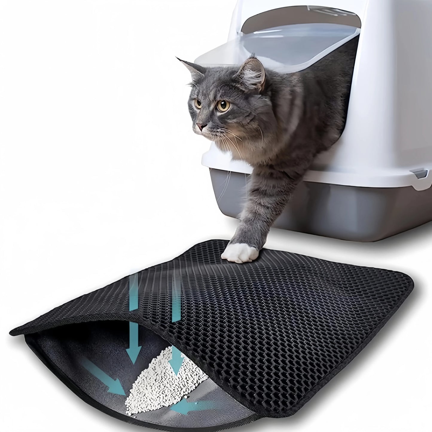 Large Cat Litter Mat - Double Layer Waterproof, Non-Slip, Washable Design for Pet Supplies