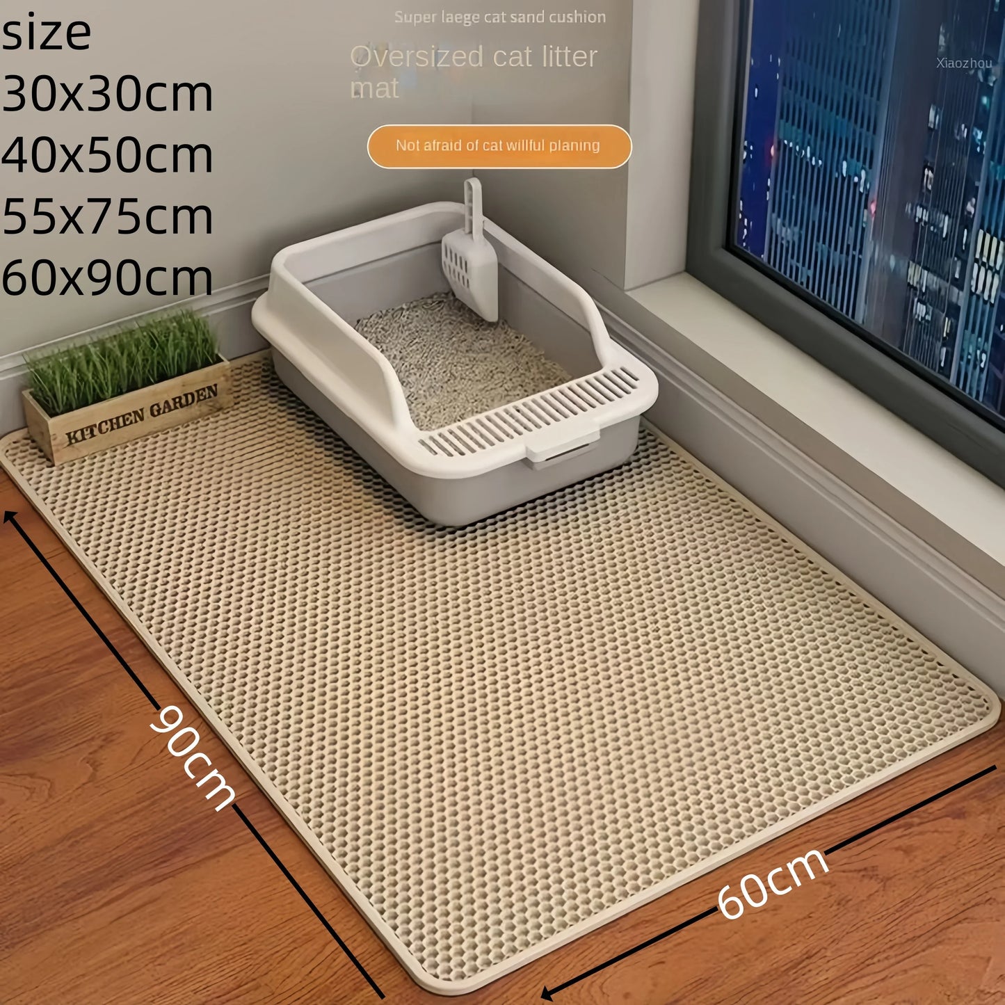 Large Cat Litter Mat - Double Layer Waterproof, Non-Slip, Washable Design for Pet Supplies