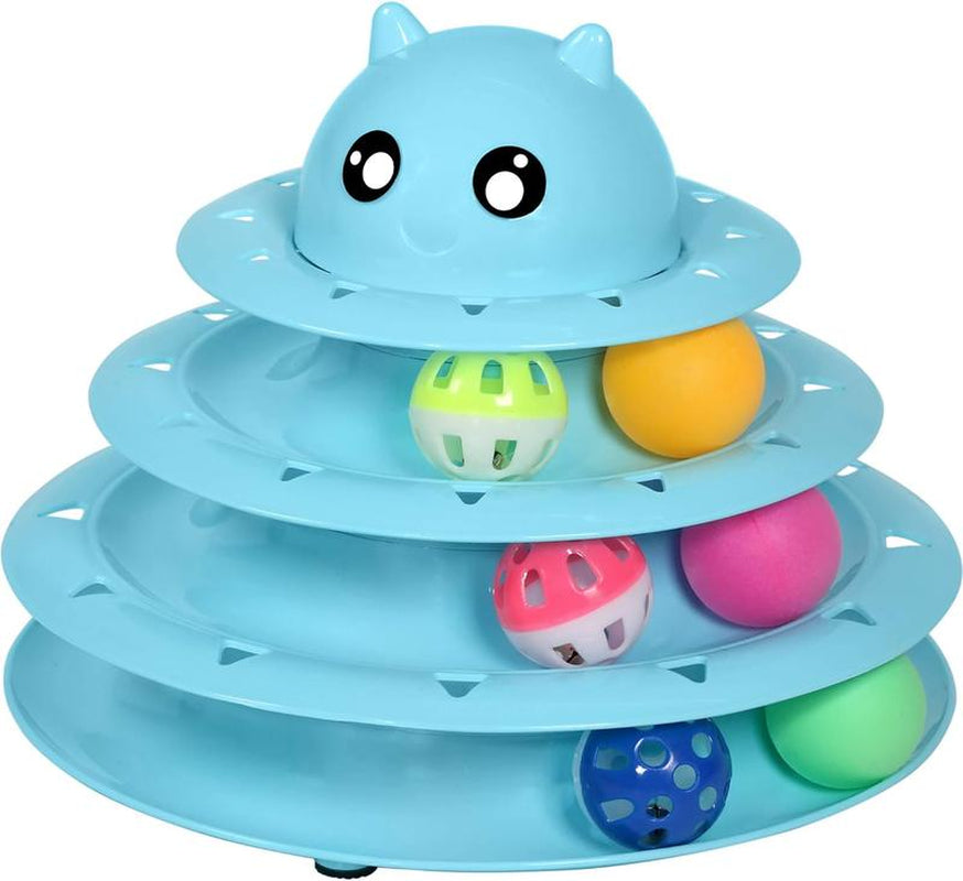 3 - Level Turntable Cat Toy Ball Set: Comes with Six Vibrant Balls. This Interactive Cat Toy Is Great for Stimulating Kittens' Intelligence and Keeping Them Physically Active.