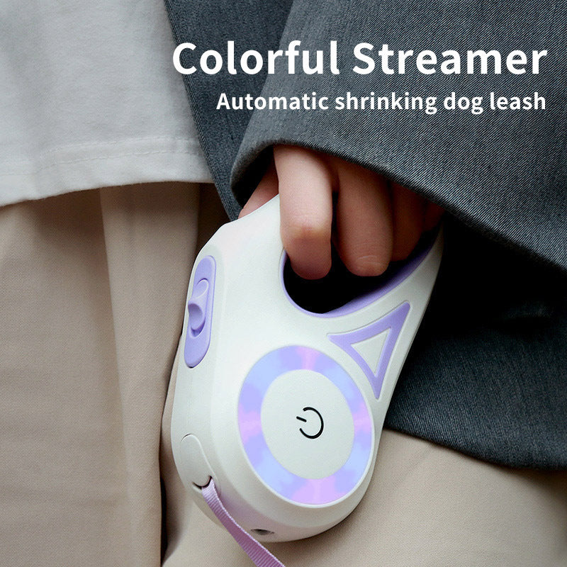 Retractable Dog Leash with Collar & LED Spotlight β Auto Lock Traction Rope for Small & Medium Pets
