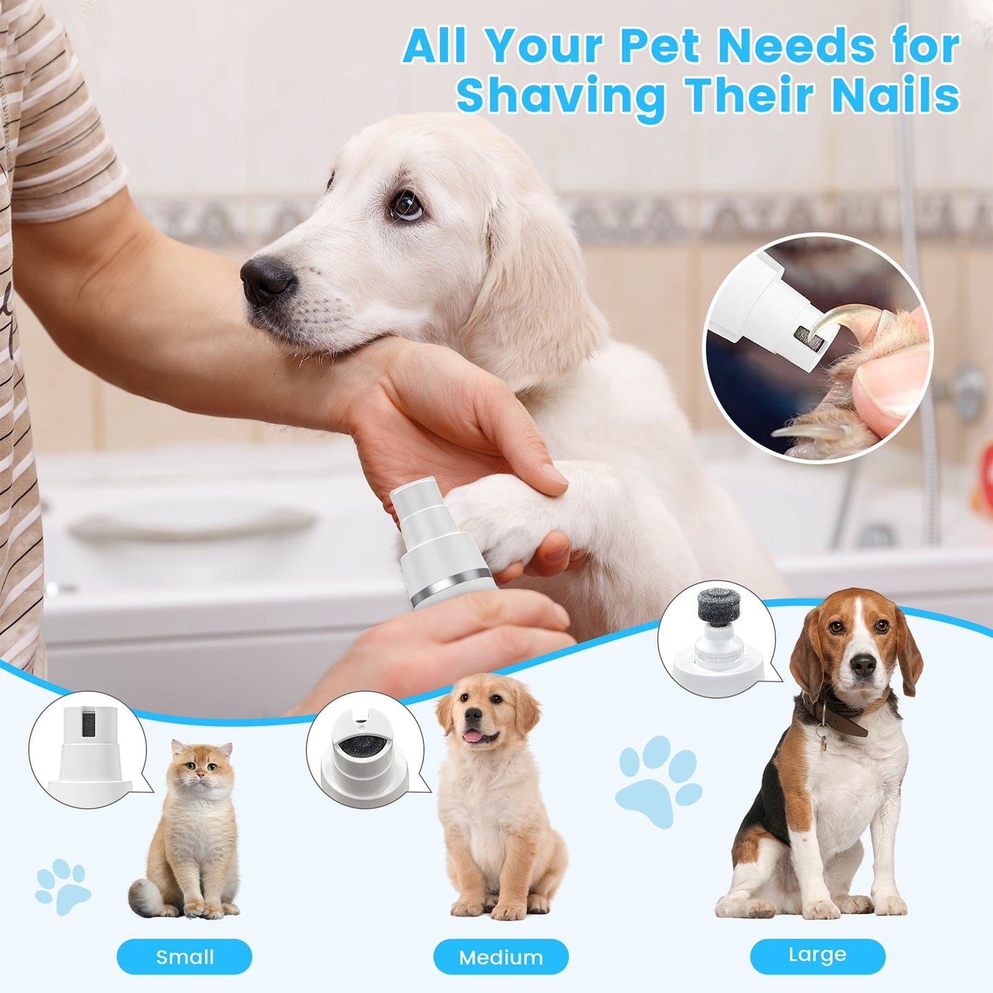 4-in-1 Dog Grooming Kit – Quiet Cordless Clippers, Paw Trimmer, Nail Grinder & Shaver