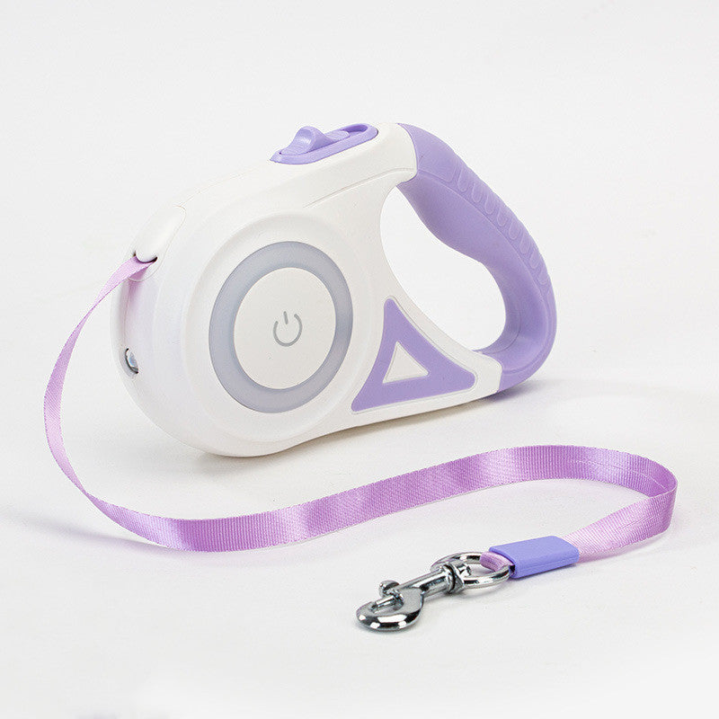 Retractable Dog Leash with Collar & LED Spotlight β Auto Lock Traction Rope for Small & Medium Pets