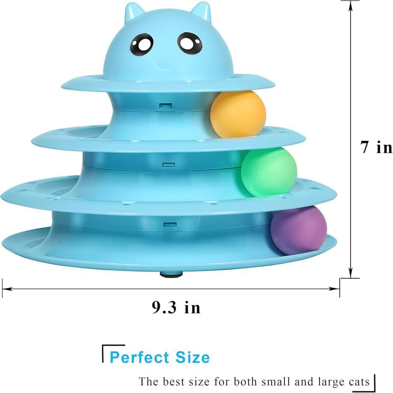 3 - Level Turntable Cat Toy Ball Set: Comes with Six Vibrant Balls. This Interactive Cat Toy Is Great for Stimulating Kittens' Intelligence and Keeping Them Physically Active.