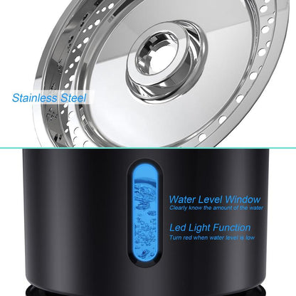 Cat Water Fountain 81Oz/2.4L Stainless Steel Pet Drinking with Intelligent Pump and LED for Cats
