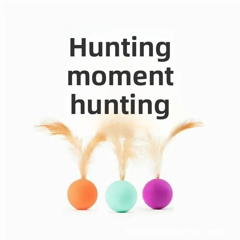 Interactive Cat Toy Ball – Bouncy Feather Ball with Wand | Self-Play & Stress Relief Toy for Cats