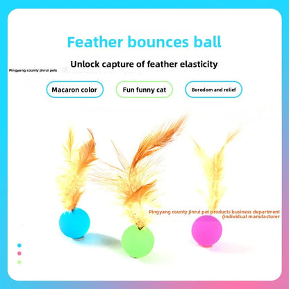 Interactive Cat Toy Ball – Bouncy Feather Ball with Wand | Self-Play & Stress Relief Toy for Cats