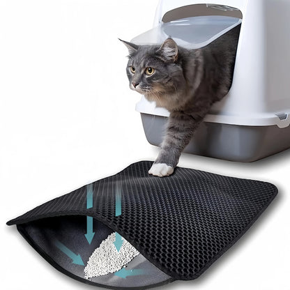 Large Cat Litter Mat - Double Layer Waterproof, Non-Slip, Washable Design for Pet Supplies
