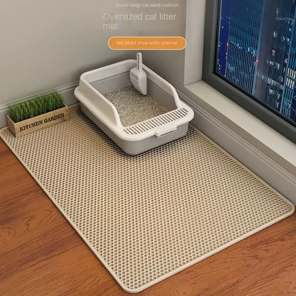 Large Cat Litter Mat - Double Layer Waterproof, Non-Slip, Washable Design for Pet Supplies