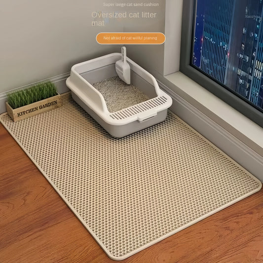 Large Cat Litter Mat - Double Layer Waterproof, Non-Slip, Washable Design for Pet Supplies