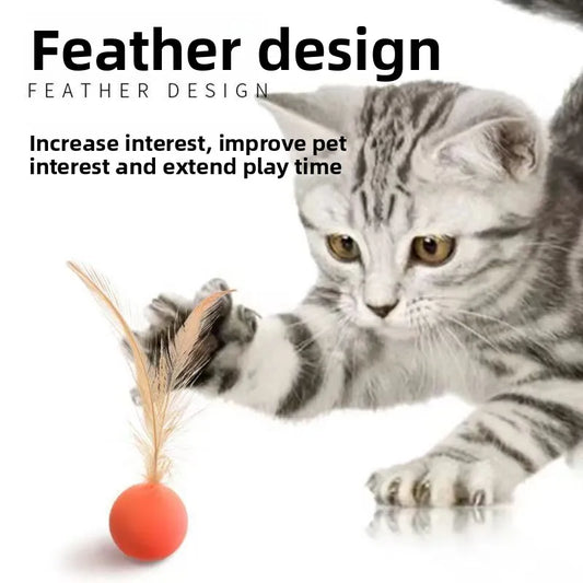 Interactive Cat Toy Ball – Bouncy Feather Ball with Wand | Self-Play & Stress Relief Toy for Cats