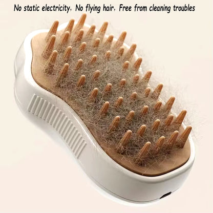 3-in-1 Electric Cat & Dog Steam Brush – Spray Hair Removal, Massage Grooming Comb
