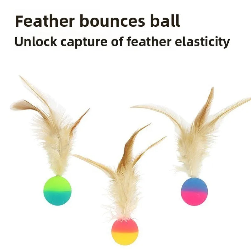 Interactive Cat Toy Ball – Bouncy Feather Ball with Wand | Self-Play & Stress Relief Toy for Cats