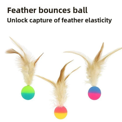Interactive Cat Toy Ball – Bouncy Feather Ball with Wand | Self-Play & Stress Relief Toy for Cats